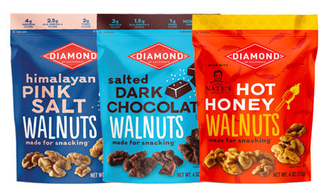 Packages of snack walnuts